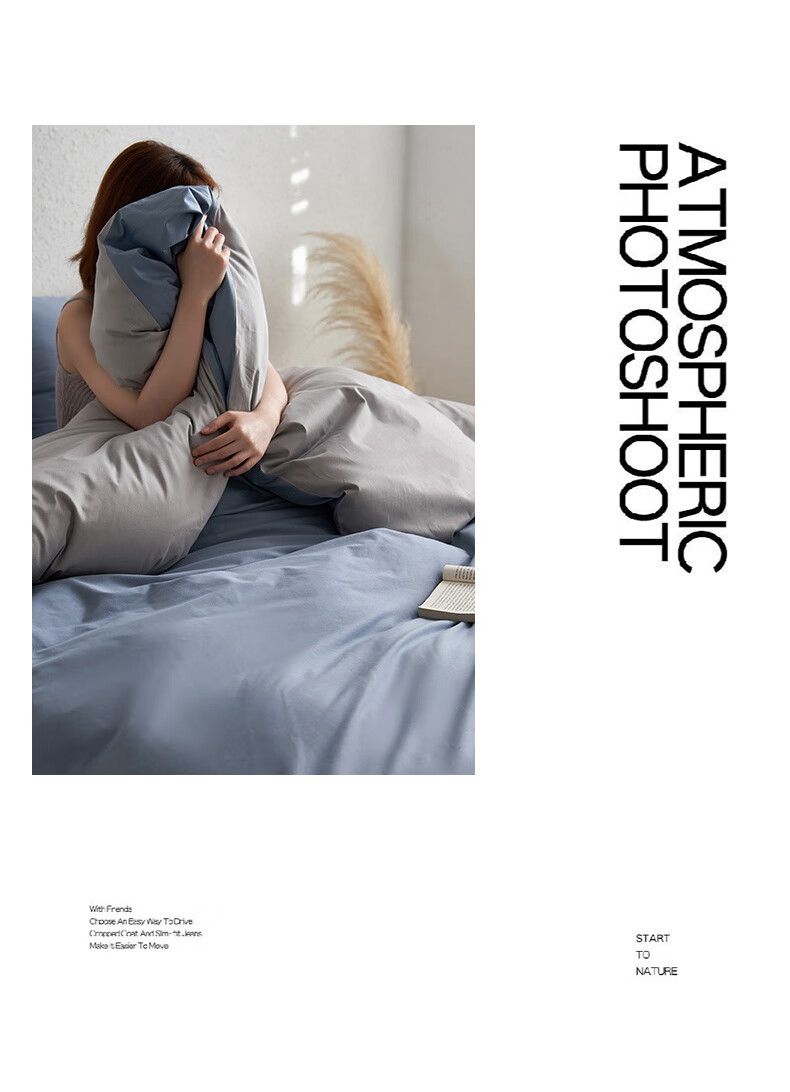 MUJI 100% Cotton Four-Piece Bedding Set, Pure Cotton Fitted Sheet for 1.5m Bed, Duvet Cover 200x230cm 8