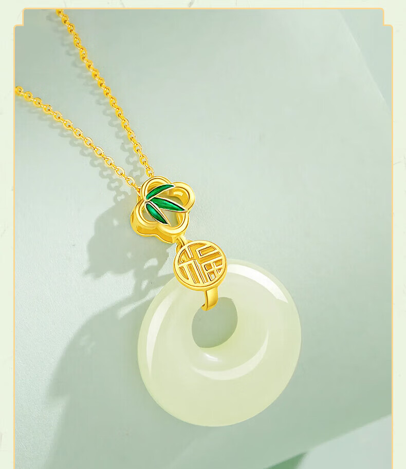 Chinese Jewelry Silver Peace Buckle Necklace for Women Hetian Jade Pendant Mother's Day 2026 New Birthday Gift for Girlfriend and Mom 10