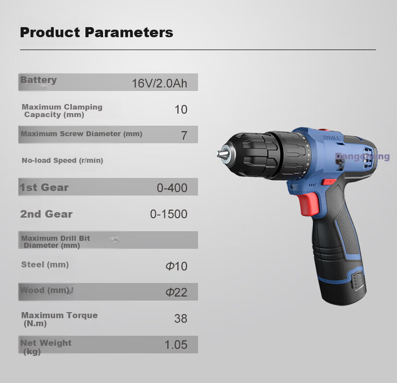 Dongcheng 16V Impact Lithium Drill WJZ1601iS, Electric Drill, Power Screwdriver, Driver Machine 9