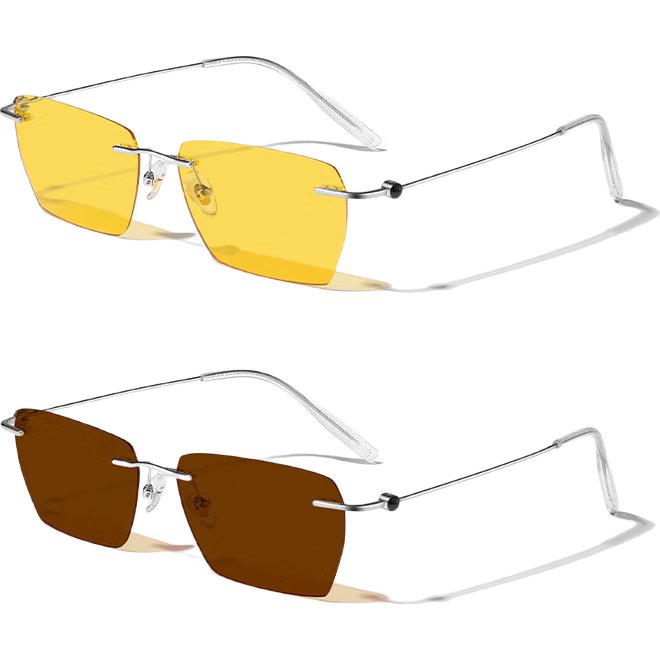 CAPONI Night Vision Polarized Photochromic Sunglasses for Men And Women, Day And Night Use, Frameless Driving Glasses, Anti-Glare And Anti-Blinding