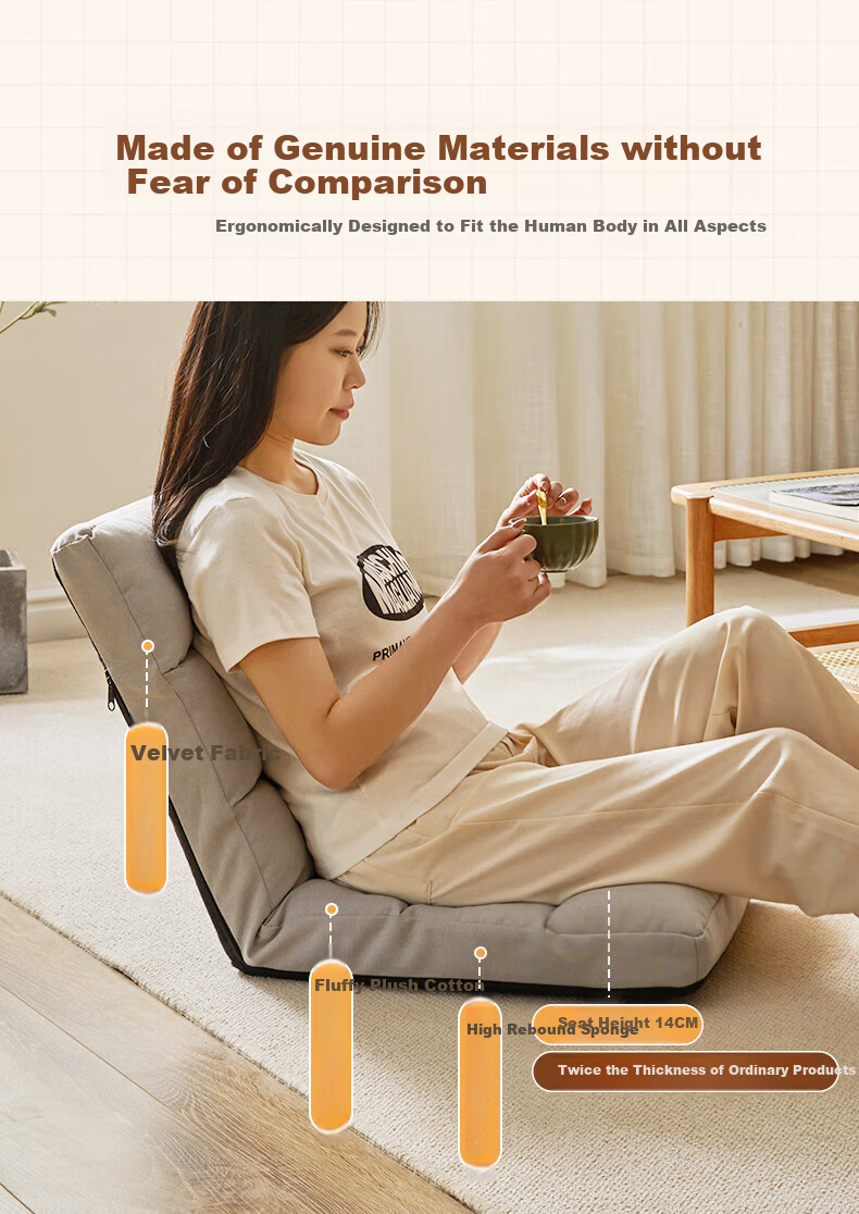 JIAYI Lazy Sofa, Can Lie Down And Sleep, Bed Chair, Tatami Sofa Chair, Bedroom Backrest Chair, Balcony Bay Window Cushion Chair 4