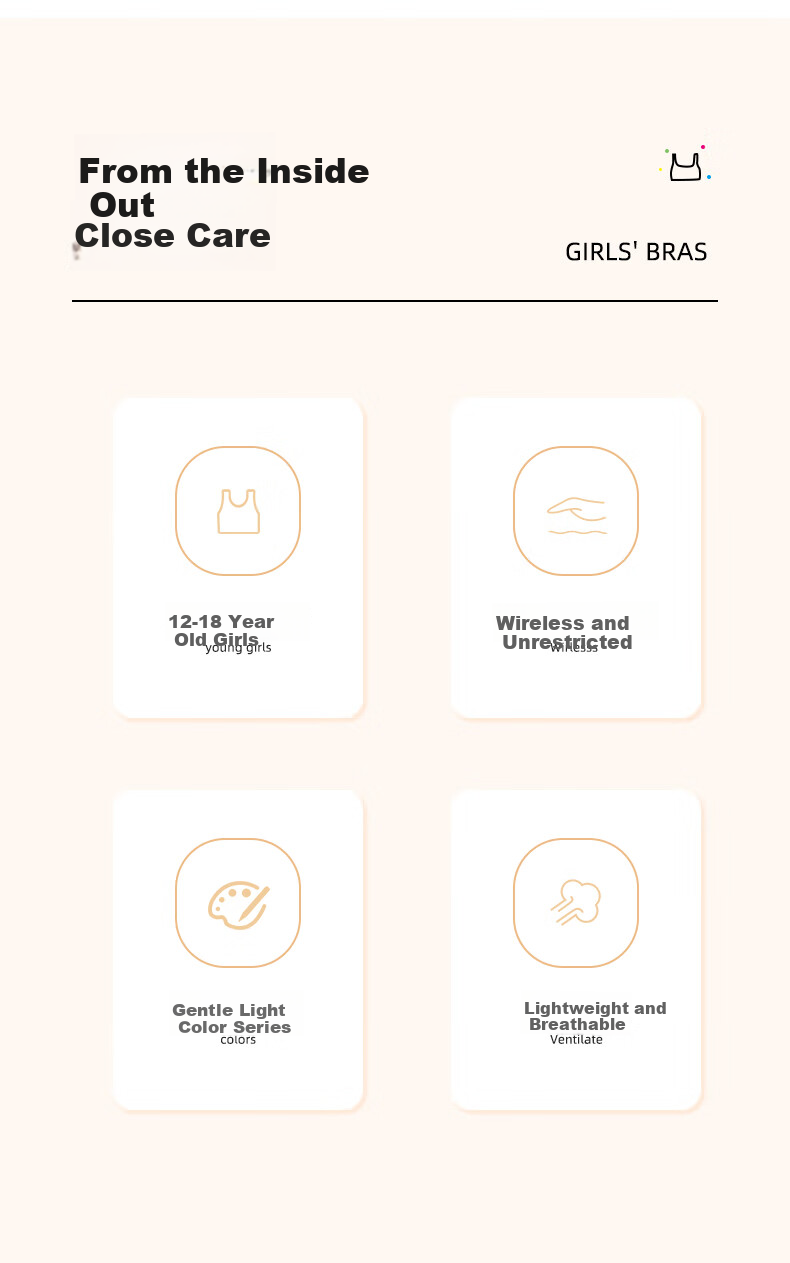 Ailier&ouluola Girls' Bra, Student Sports Underwear, Puberty High School Student Bra, 15-18 Years Old, Anti-Shock Work Triangle Back, 2-Piece Set, 80B 1