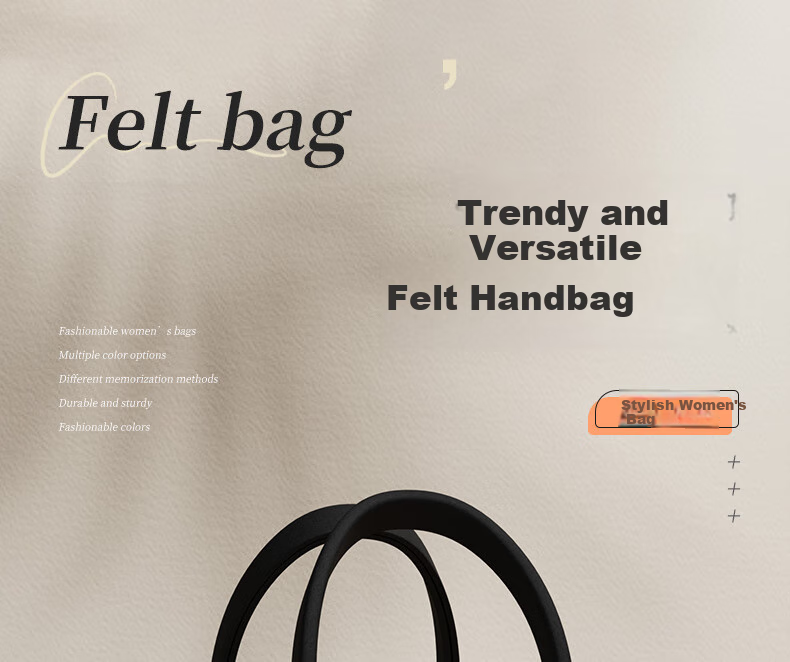 Siwangongli Felt Handbag, Portable Commuter Tote Bag, Canvas Bag, Simple College Student Shopping Storage Bag, Large Capacity Gift Bag 1