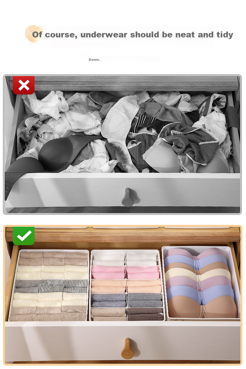 Jiabangshou Underwear Storage Box, Panty And Sock Divider Organizer, Wall-Mounted Home Closet Storage Solution, Best-Selling 3-Piece Set 2