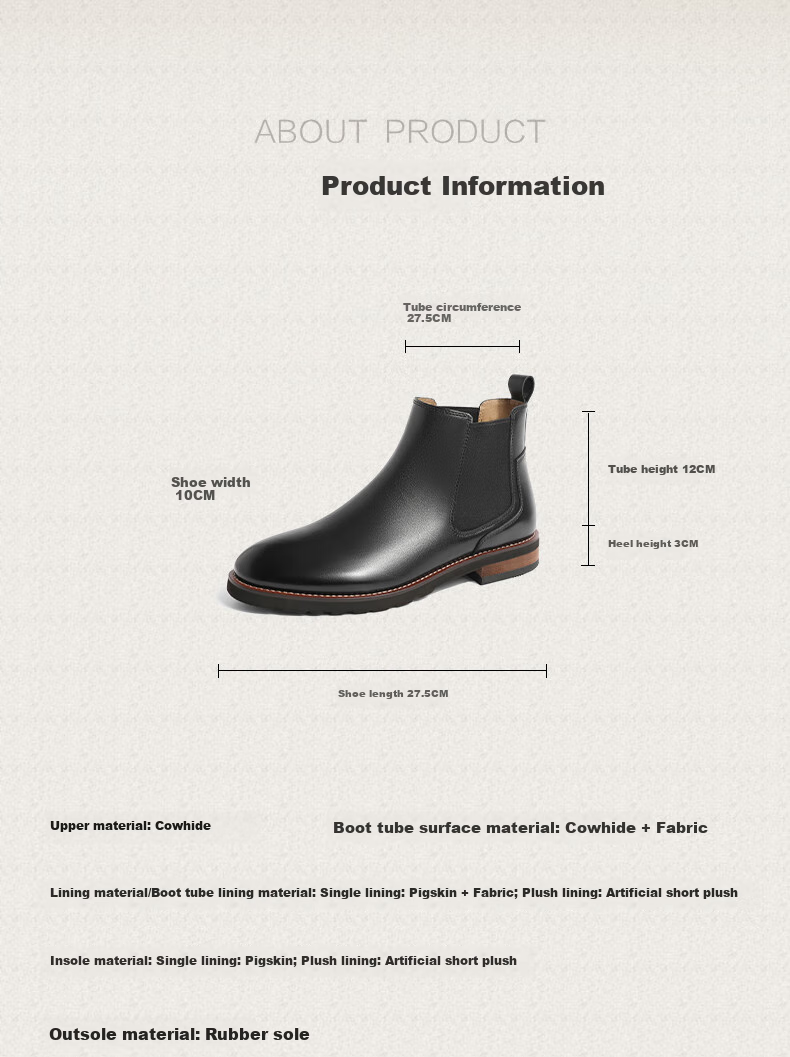 Belle Men's Leather Business Casual Ankle Boots, New Chelsea Boots A0927, Black Single Lining, Size 39 11