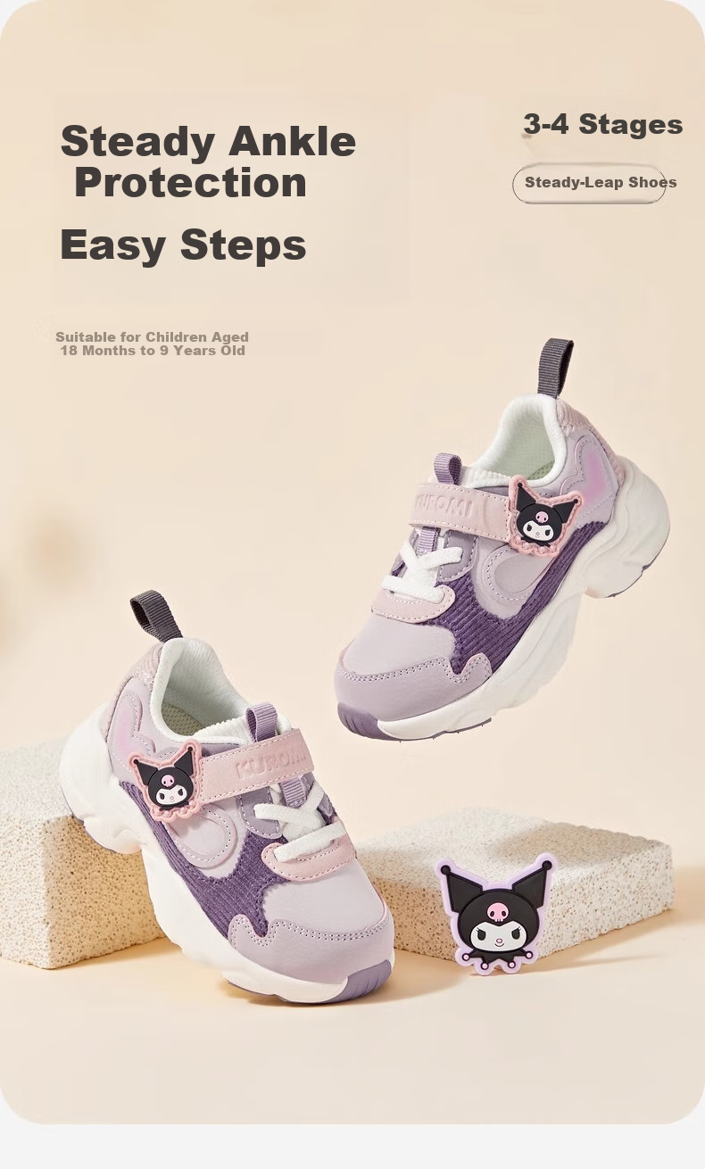 DAVE & BELLA Kuromi Co-Branded Children's Sneakers, Autumn Girls' Antibacterial Non-Slip Shoes for Older Kids 2