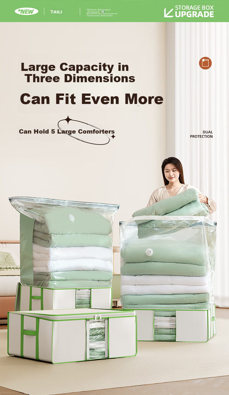 Taili Vacuum Storage Bags, Fabric Storage Boxes for Clothes And Quilts, Foldable Organizer Bags, 50L Medium Size 11