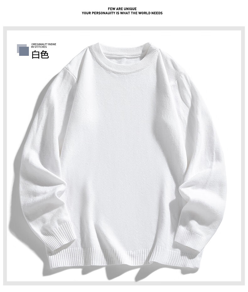 CLOR Round Neck Sweater Unisex Autumn Winter Lazy Style Knitwear Cleanfit Base Layer MYC11 Black M 4