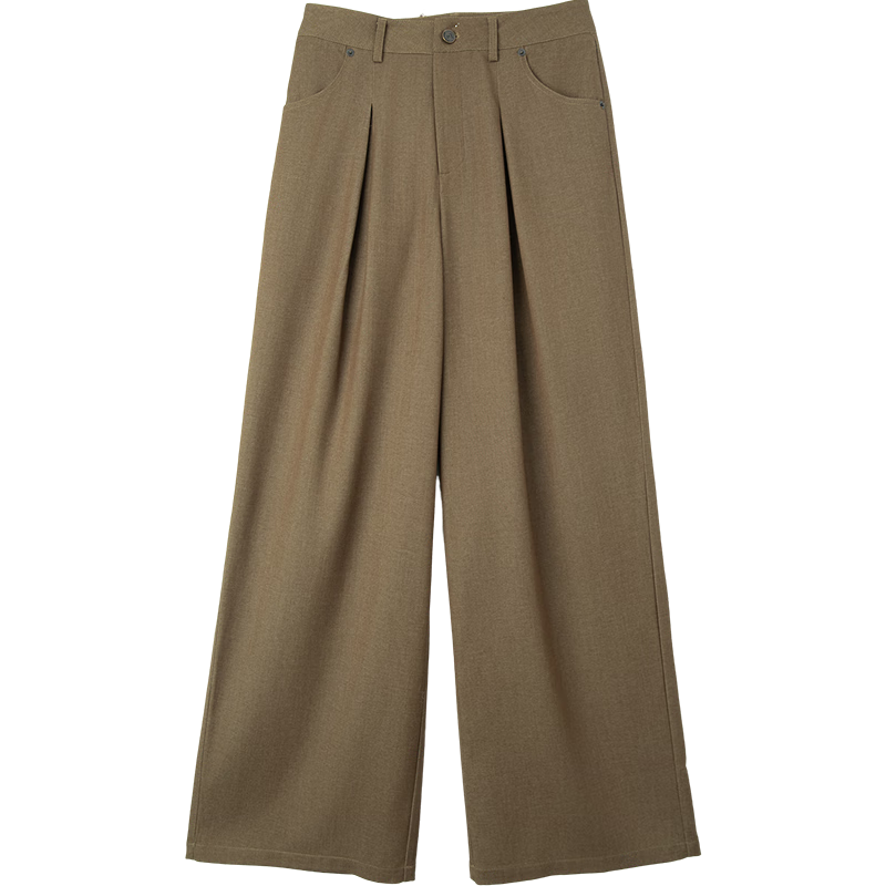 Dme [Smart Commuter] Autumn Intellectual Simple Draped Pleated Straight-Leg Slimming Petite Elegant Women's Casual Pants