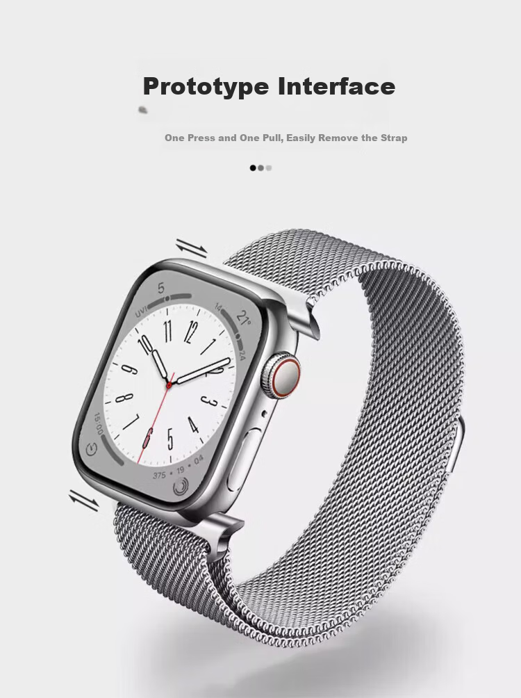 BIAZE Apple Watch Band Compatible with Apple iWatch Ultra2/S9/8/SE/7 Milanese Magnetic Clasp Strap 38/40/41/42mm - BD3 Black 4