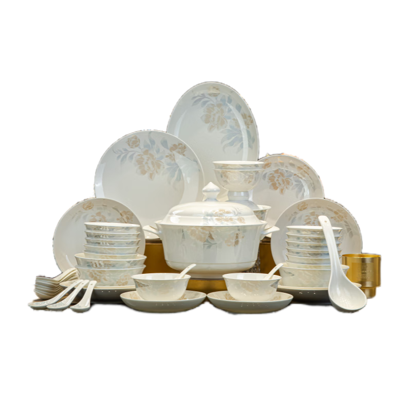 Haoya Jingdezhen Porcelain Dinnerware Set with Bowls, Plates, Chopsticks And Utensils for Housewarming Gift, 78-Piece Elegant And Luxurious Tableware Set