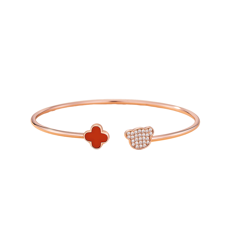 Grace Girl Bear Bracelet for Women, Rose Gold Niche Fashion Jewelry, Anniversary Birthday Gift for Girlfriend