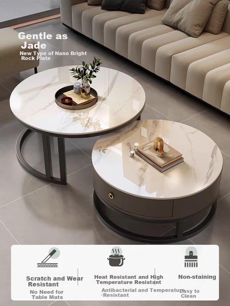 Gupujia Rock Slab Coffee Table, Living Room Modern Minimalist Light Luxury Small Apartment Reception Tea Table, Sofa Glass Side Table, Balcony Small Corner Table 2
