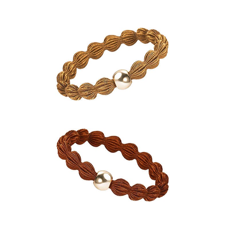 M2KA Metallic Texture Beaded Hair Ties for Women High Elastic Anti-Slip Hair Bands High Ponytail Hair Ropes Melard*5 Pieces