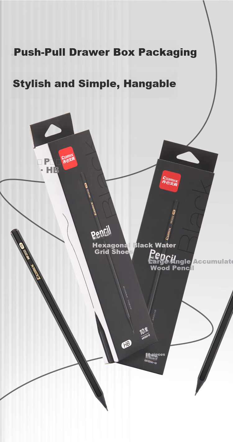 Comix 10-Pack HB Green Barrel Black Wood Pencils Triangular 3.2mm Thick Lead Core Break-Resistant Student Art Sketch Drawing Writing Practice Back-to-School Gift MP2052 7