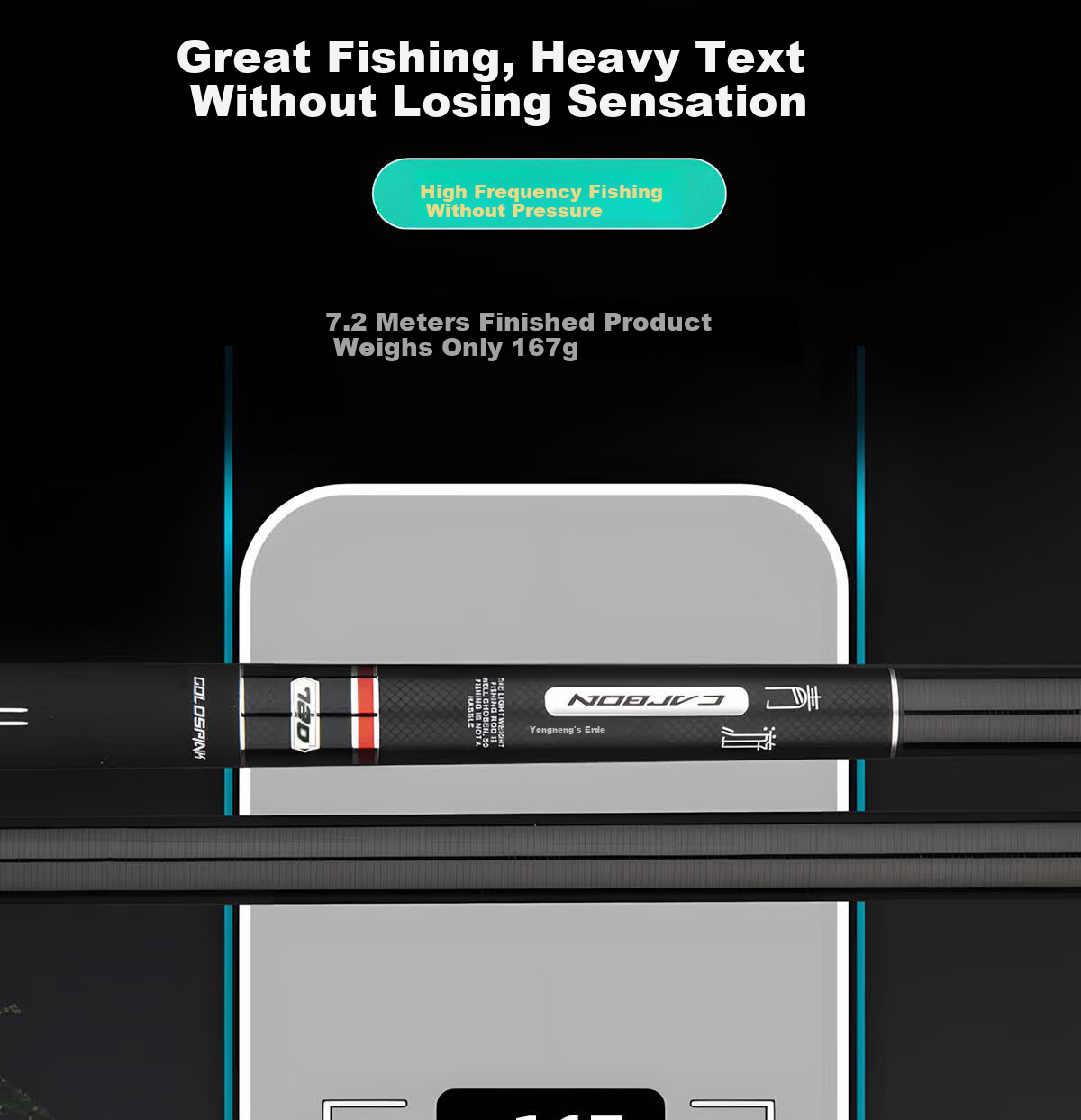 Xiaozaochuan Brand Fishing Rod, Pure Imported Carbon Fiber, All-Purpose Fishing Pole, Ultra-Light Hard Top Fishing Rod, Hand Rod Ten Great, 5.4m 7