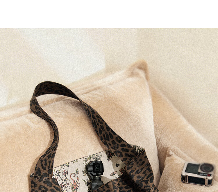Miaodi Relaxed Lazy Style Leopard Print Large Capacity Double-Sided Shoulder Commuter Canvas Tote Bag Women's Underarm Hobo Bag 19