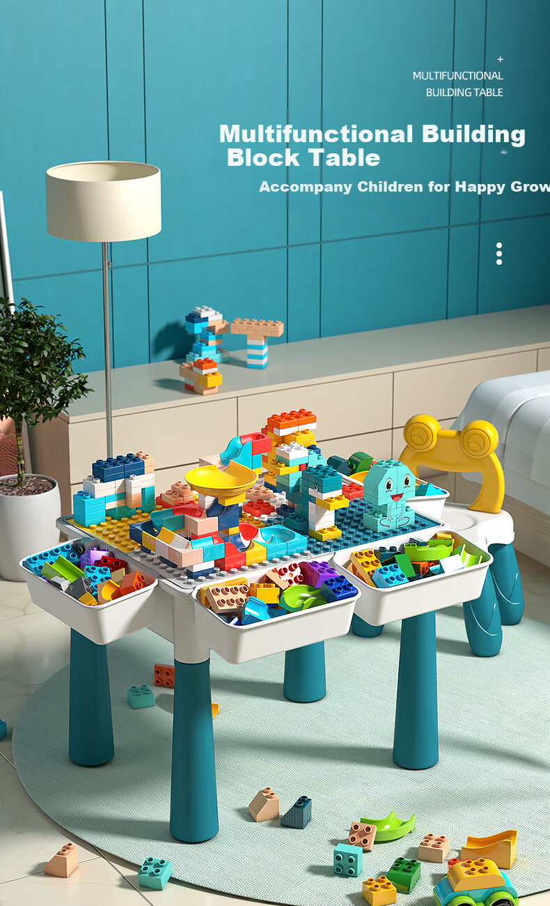 Xingyayoupin Building Block Table with Large Particles, Educational Toy for Boys And Girls, Assembly Puzzle Dining Table, Birthday Gift for Ages 1-3 1