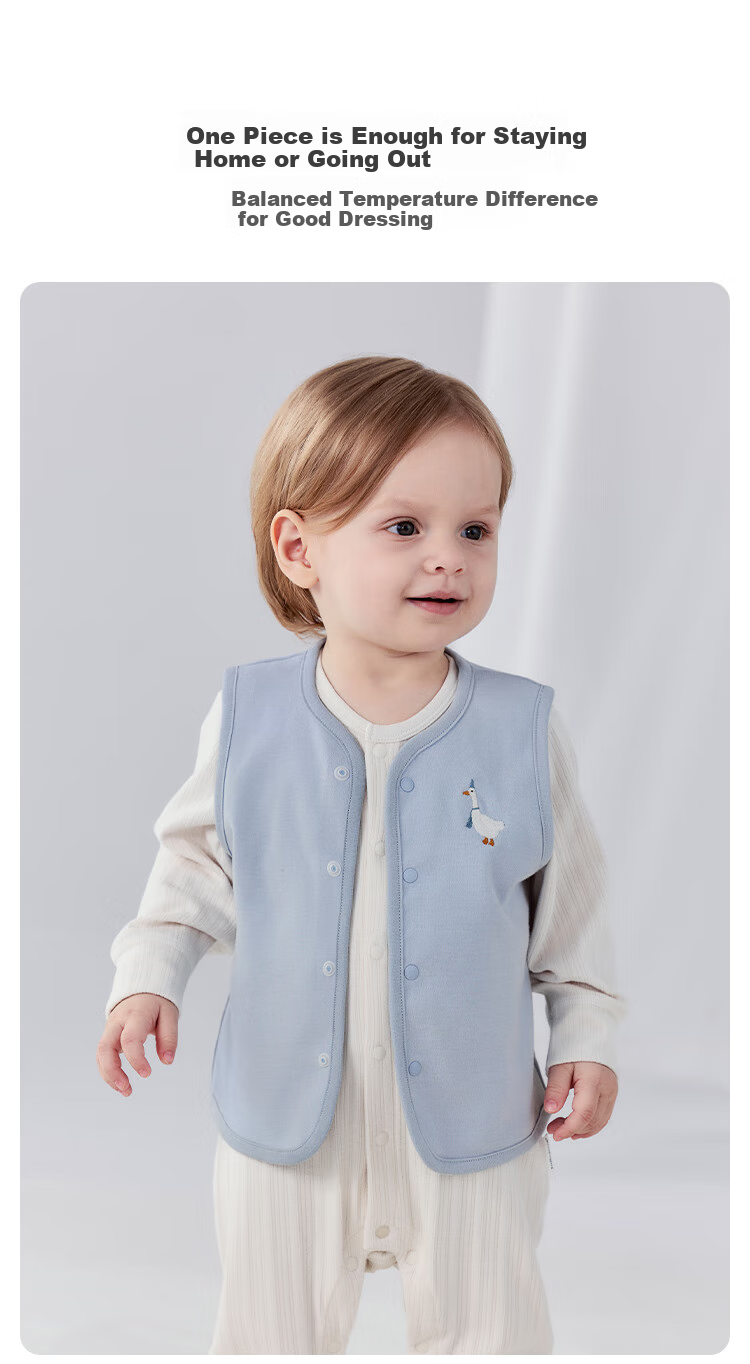Babylove Infant Vest for Spring And Autumn, Unisex Baby Pure Cotton Warm Lightweight Vest, Reversible Striped Versatile Waistcoat for Outer Wear 2