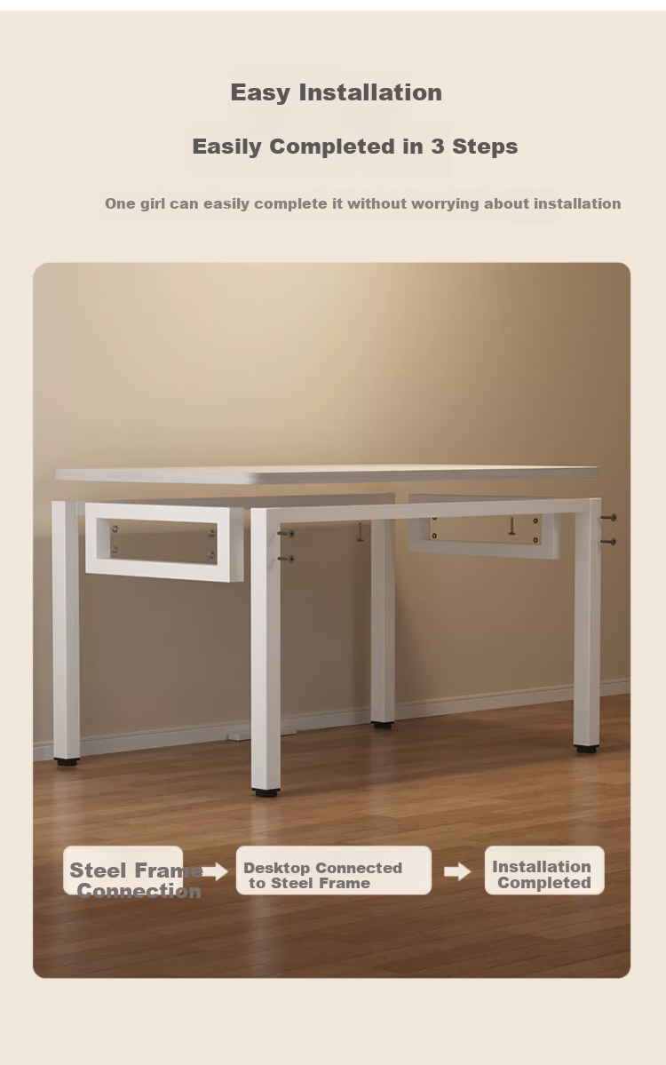 Jingcai Computer Desk, Desktop Study Table, Dining Table, Office Desk, Long Table, Conference Table JDZ01 White 1 Meter 10
