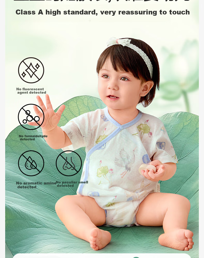 Shiyuejiejing Baby Romper, Summer Thin Style, Infant Onesie, Newborn Pure Cotton Mesh Short-Sleeve A-Class Bodysuit 11