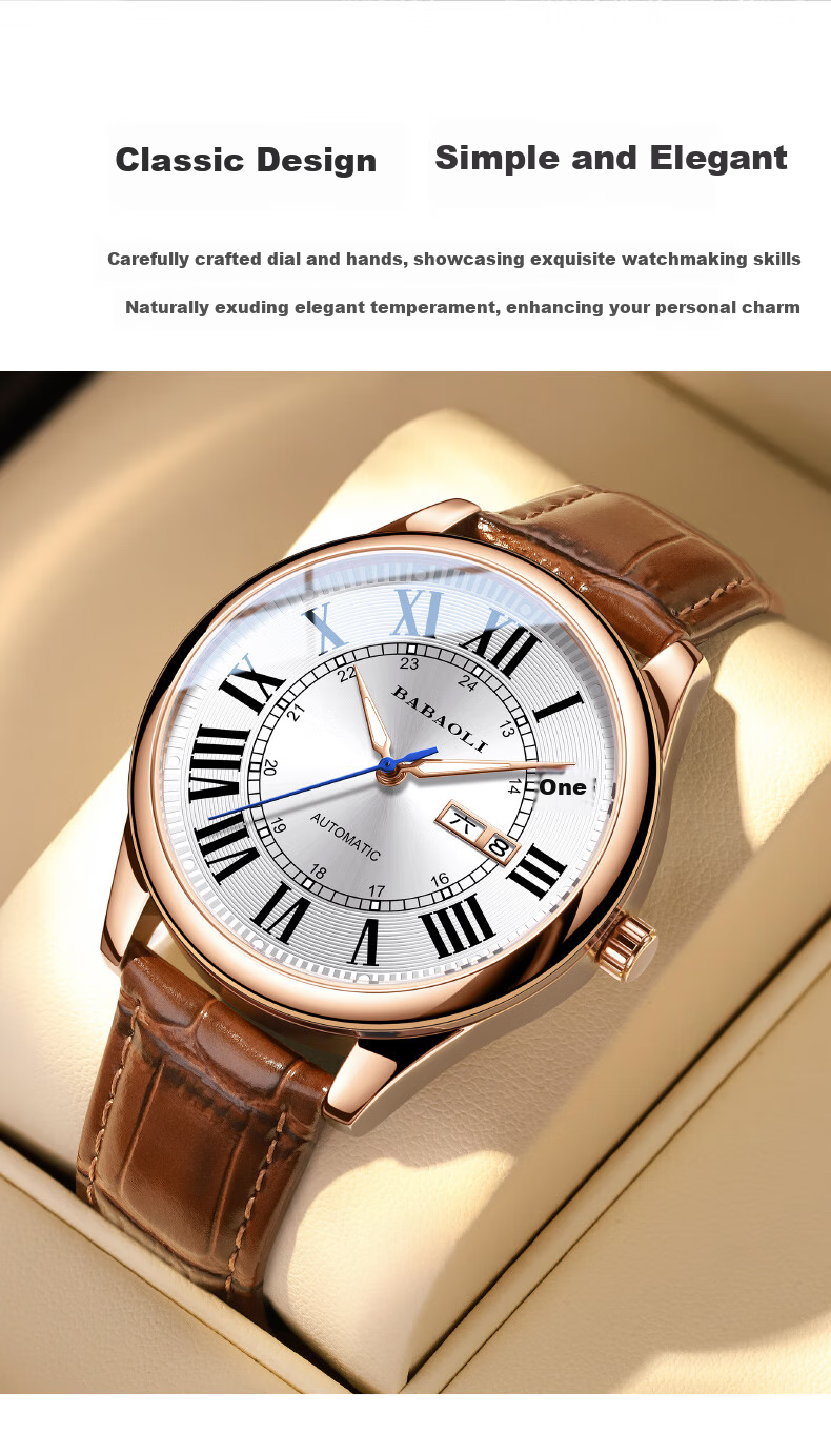 Babaoli Brand Men's Watch, 2026 New Model Fully Automatic Mechanical Watch with Luminous Dial And Date Display, Top Ten Birthday Gift for Boyfriend 3