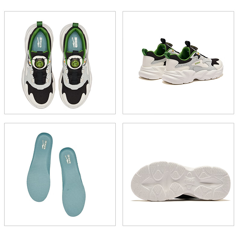 ERKE Kids Casual Shoes Boys and Girls Mesh Breathable Cushioning Running Shoes Microcrystal White/Moonstone Gray/Steel Gray Size 37 61