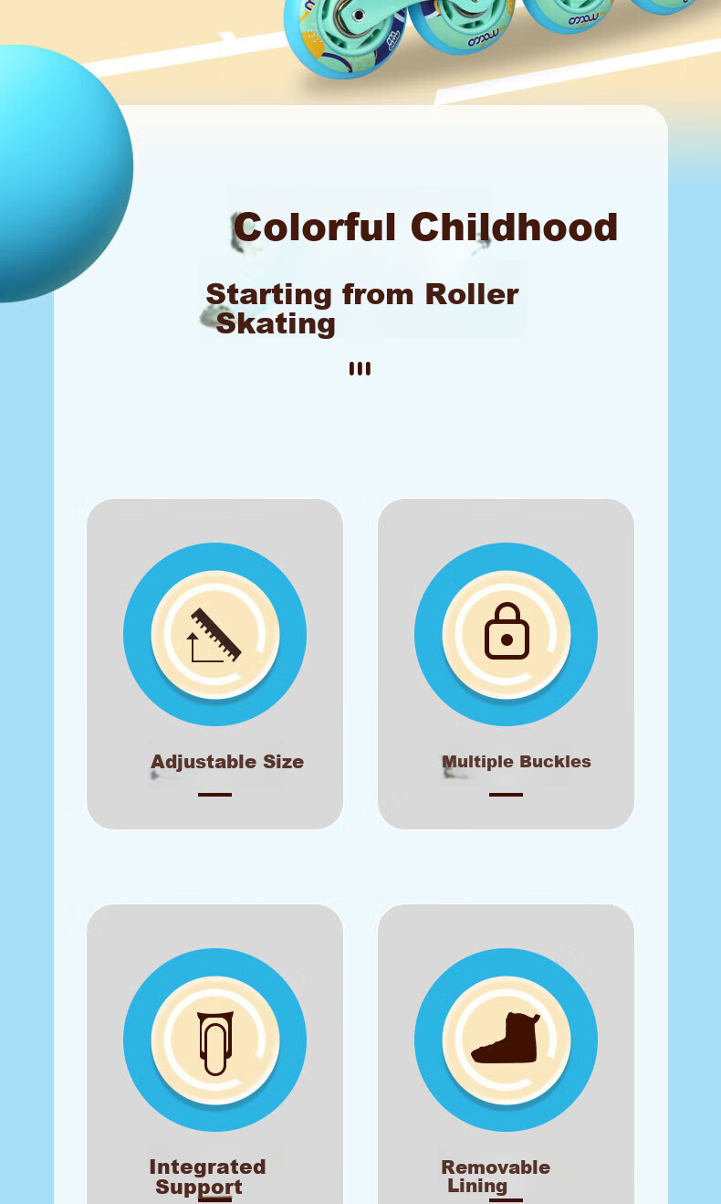 Migao Roller Skates for Children, Inline Skates for Boys, Beginner's Roller Skates for Primary And Secondary School Students, Ice Skates, Roller Skates with Straight Wheels S3 Set Blue M 2