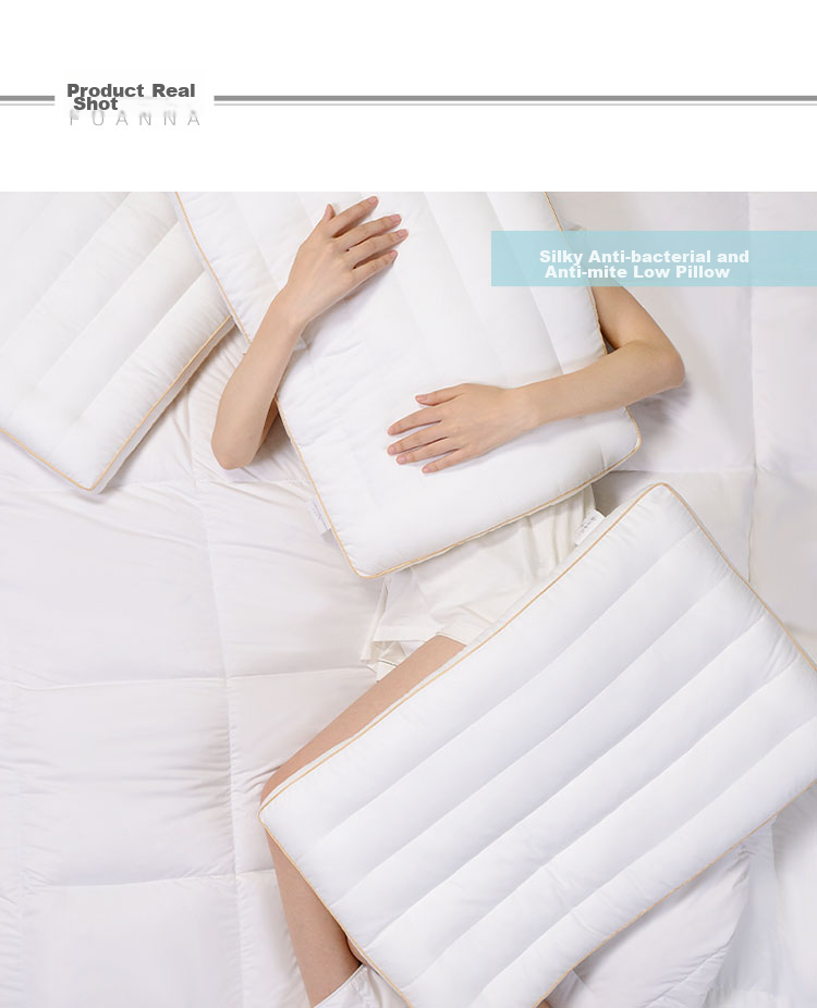 FUANNA Home Textile Pillow, Anti-Mite And Antibacterial, Washable Pillow Core, Low Pillow, Pure Cotton Fabric, Hotel Pillow Insert, 70*45cm, L 12