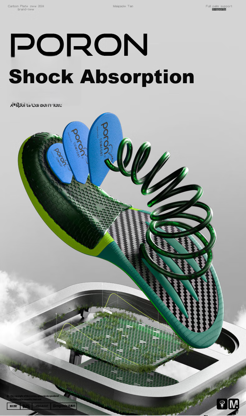 Maigaole Racing Shoes Insoles for Marathon, Full-Length Carbon Plate, Running Speed Enhancement And Rebound, Red, Size 37-38 7