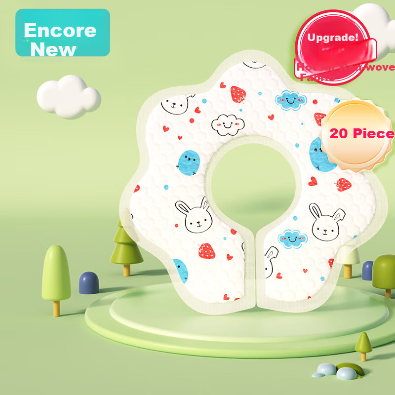 Ankexin Disposable Drool Bibs for Infants And Toddlers, Rotatable, No-Wash Bibs, Individually Wrapped, Rabbit Design, 20 Pieces