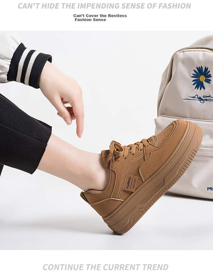 HUANQIU Short Student Lazy Soft-Soled Lightweight Retro Versatile 2026 Spring New Maillard Breathable Sneakers 8