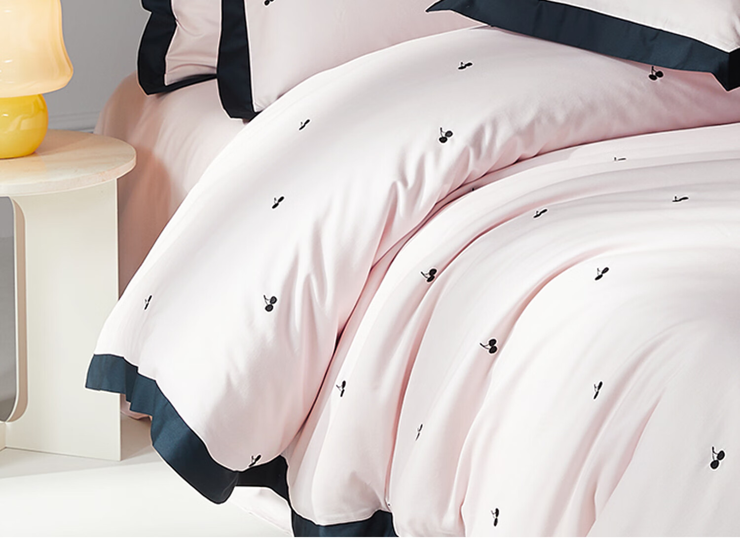 MIDO HOUSE Mingdu 60s Pro Long-Staple Cotton 4-Piece Bedding Set Pure Cotton Duvet Cover Cherry 1.5m Bed Sheet Style 6
