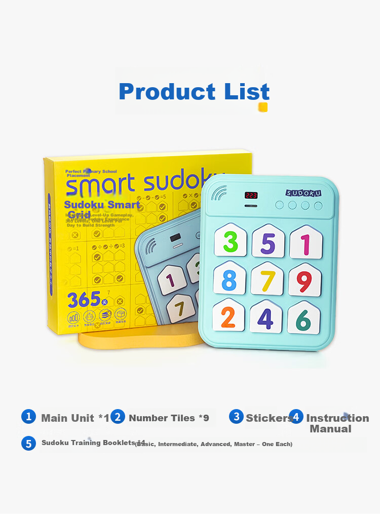 Manfenxiaoxueba Sudoku Ladder Training Machine, Mathematical Logic Thinking Learning Machine, Nine-Grid Digital Chessboard, Children's Educational Toy 26