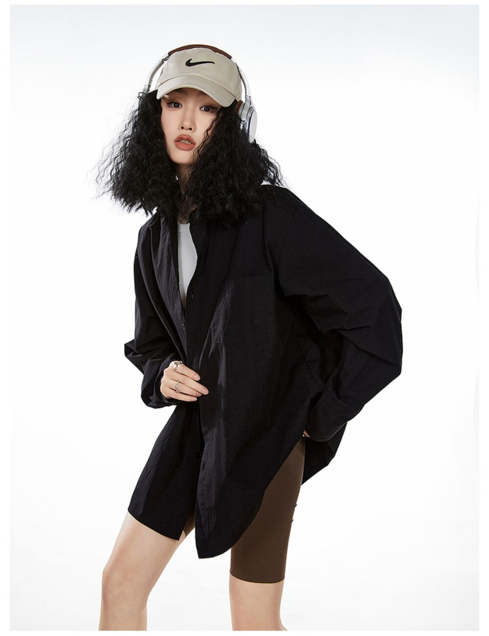 ICH MODE American Vintage White Shirt Women Casual Loose Fit Trendy Blouse Jacket Top Lazy Style White M 24