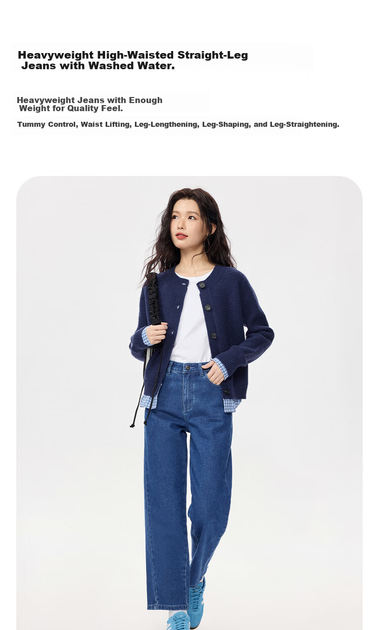 Zara Vintage Straight Leg Jeans Women Autumn and Winter Heavy Wash High Waist Zipper Jeans 05415683 5