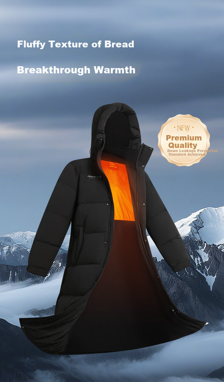 JD Original High-Fill Power down Classic 90% Down Jacket for Men And Women, Long Style, Warm Autumn Winter Thick Coat, Pure Gray, XL 11