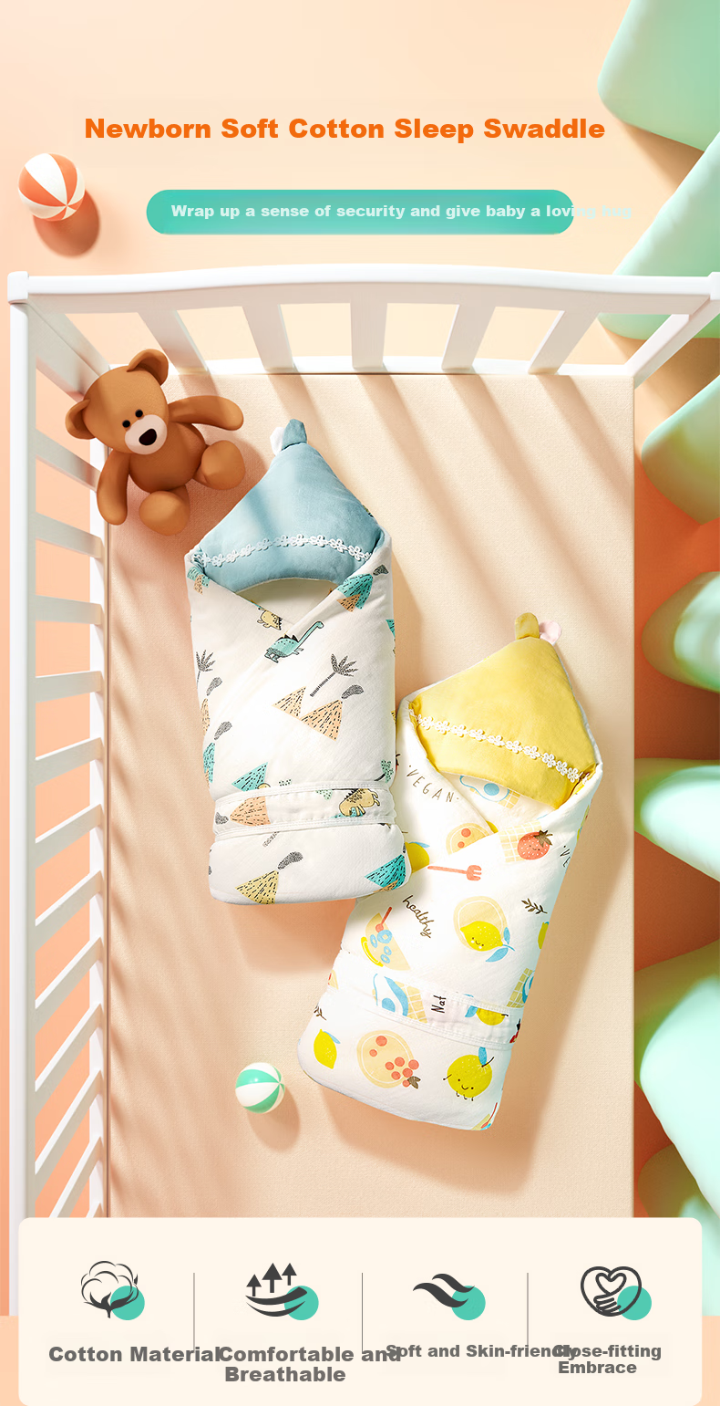 Ankexin Baby Swaddle Blanket, 5A Antibacterial, Newborn Pure Cotton, Anti-Startle, Maternity Ward Sleeping Bag, Infant Wrap, 2-Pack 1