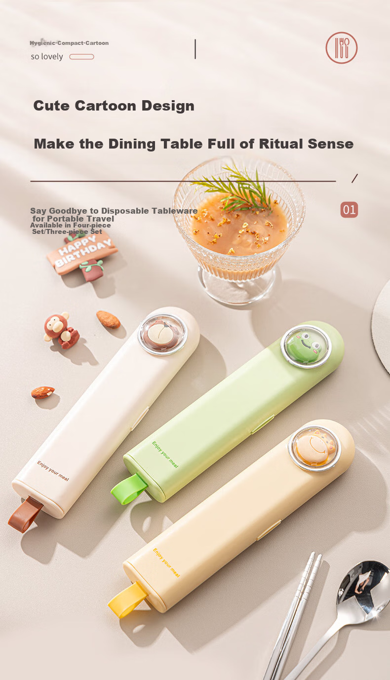 Guangyi Chopsticks, Tableware Student 304 Stainless Steel Chopsticks And Spoon Set, Office Worker Portable Cutlery GY7313 2