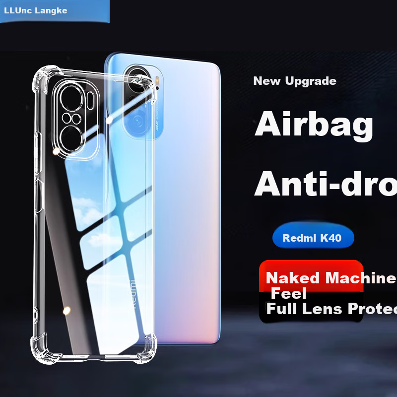 Защитный чехол LLUNC для Xiaomi Redmi K40 / K40 Pro, полностью прозрачный, с защитой объектива, противоударный, ультратонкий TPU, защита от отпечатков пальцев