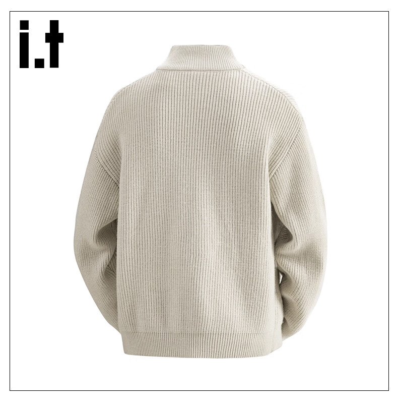 :CHOCOOLATE Men's Autumn Winter Stand Collar Knit Sweater Jacket American Style Loose Fit Long Sleeve Cardigan Jacket Jiangxue Color M 12