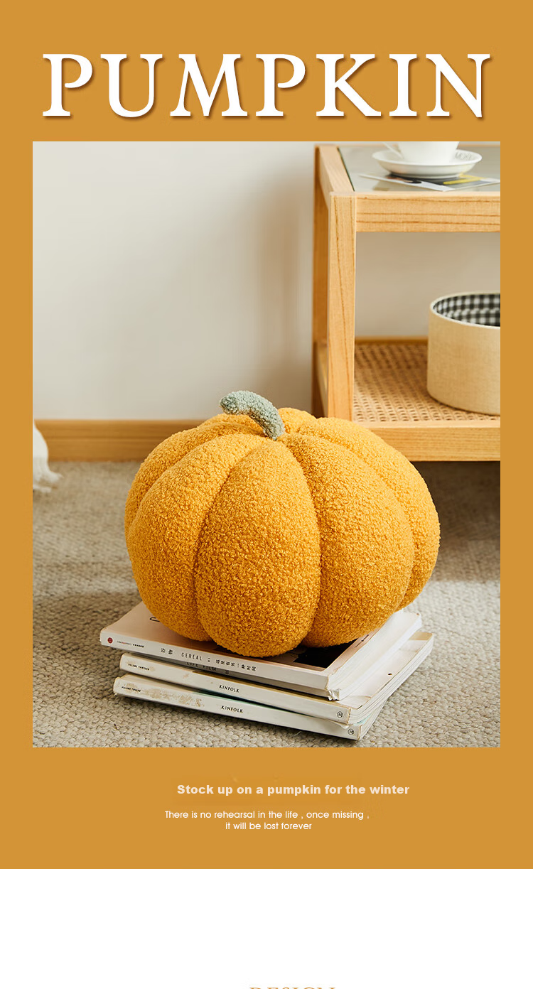 Pierre Cardin Nordic Instagram-Style Cute Pumpkin Plush Pillow Creative Living Room Sofa Cushion Bedside Decoration - Yellow 1