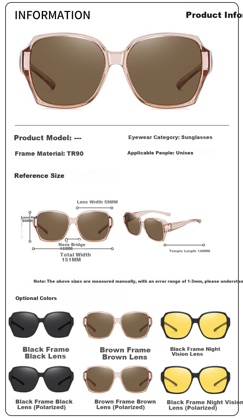Baixiaoshe Sunglasses Clip-On for Nearsighted Glasses, Glossy Black Lenses, Sunglasses for Men And Women, Driving UV Protection Polarized Sunglasses 2