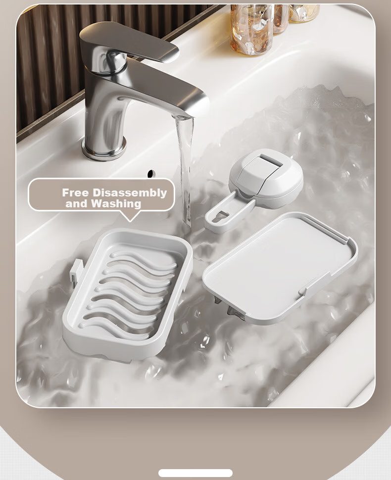 Shangmeide Suction Cup Soap Dish, No Drilling Required, Wall-Mounted Bathroom Draining Soap Holder, Luxurious Bathroom Storage Rack 8