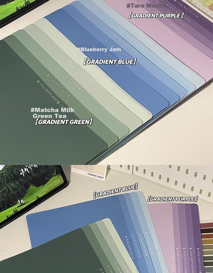 Shaonianban File Folder, Two-Page Document Organizer, Office Stationery, A4 Gradient L-Shaped Exam Paper Storage Bag, Waterproof Single Sheet Exam Paper Folder, Storage Folder, Resume Protective Cover, Blue, Pack of 5 3