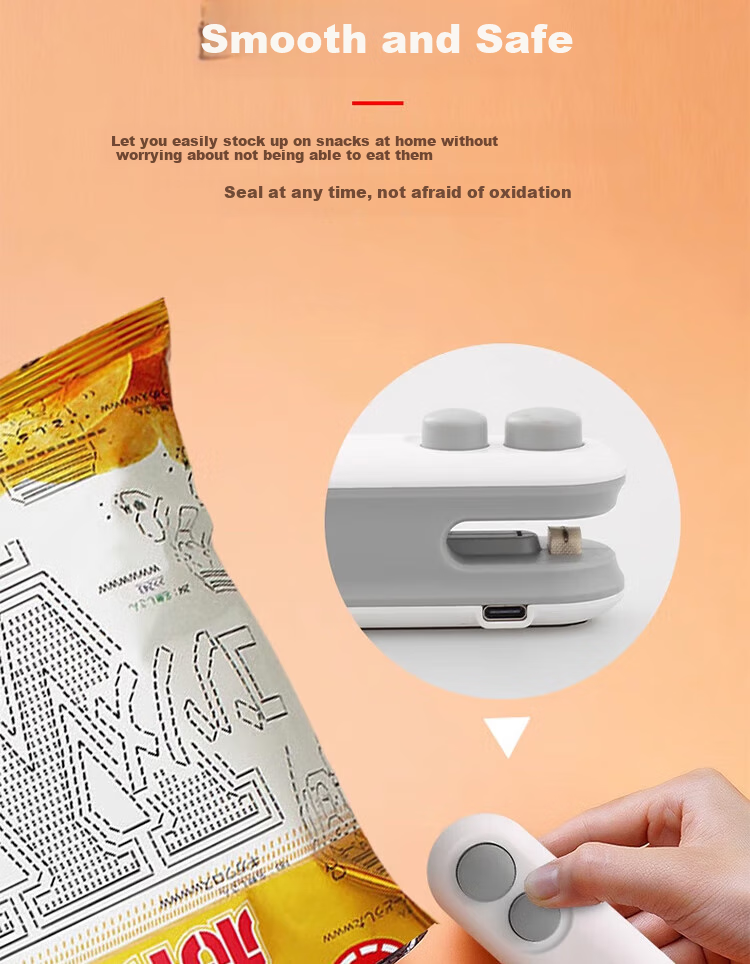 BJ Mini Sealing Machine, Portable Home Sealer, Snack Packaging Bag Sealing Clamp, Hand-Pressed Sealer, Rechargeable Sealing Tool, Hot Sealing Machine, Mooncake Packaging Bag Sealer 7