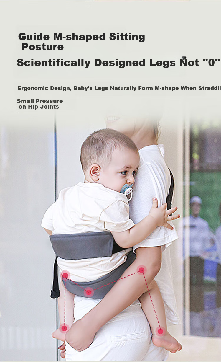 Aibaoshi Baby Carrier Front-Facing Design, Hands-Free Baby-Carrying Aid, Crossbody Strap Waist Stool, Upgraded Waist Protection, Energetic Gray M353 3