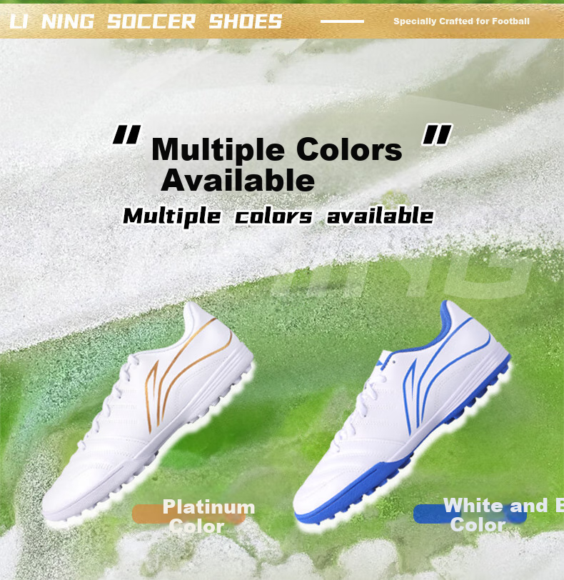 Li-Ning Soccer Shoes for Adults, Men's Cleats, Big Kids And Teenagers, Professional Competition Training Shoes, Non-Slip Breathable Studs, White, Size 44 3