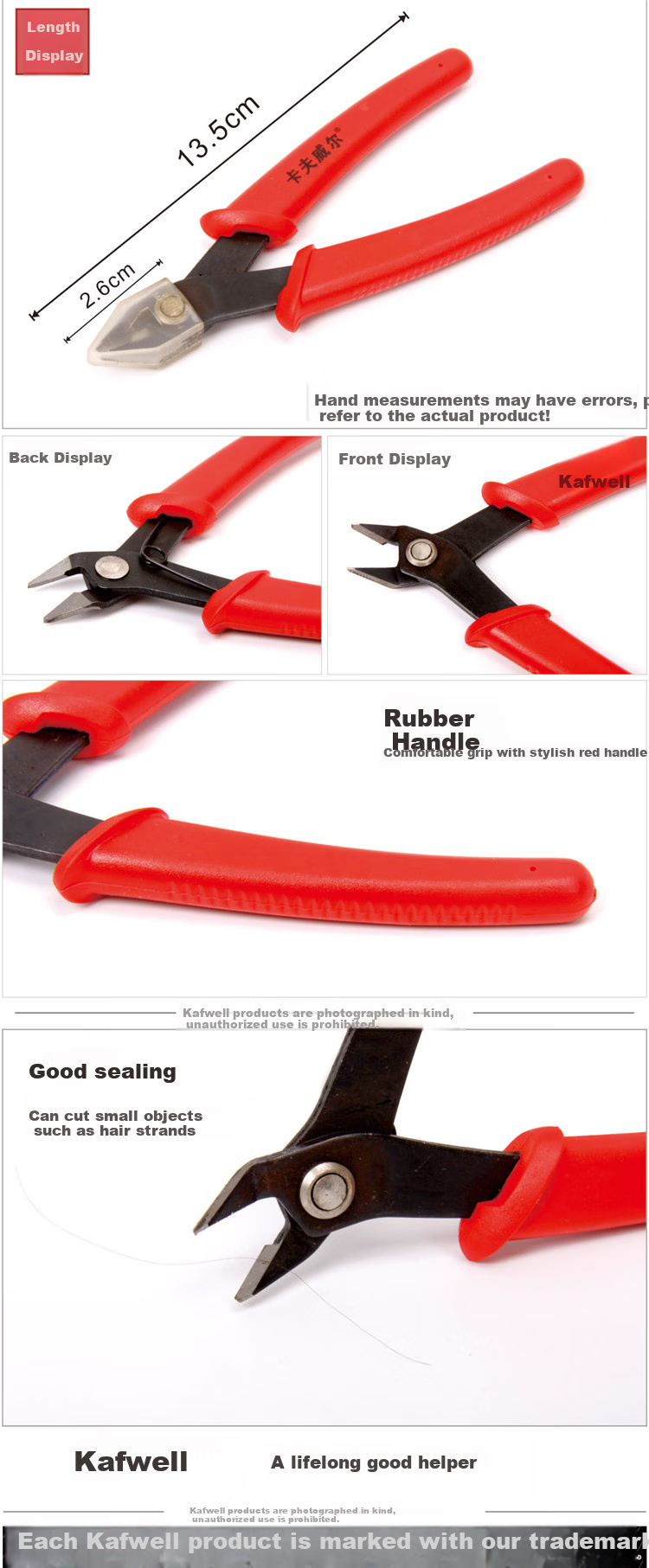 Kafuweier Alloy Steel Diagonal Cutting Pliers, Side Cutters, 5-Inch Electronic Wire Cutters, Pliers for Cutting Straps, PC3003W 2