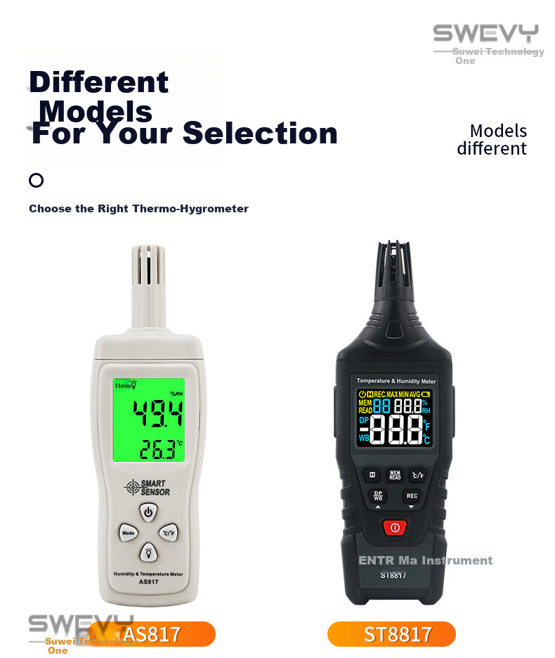 Xima AS847 Handheld Thermometer And Hygrometer, High-Precision Industrial Digital Temperature And Humidity Meter 4